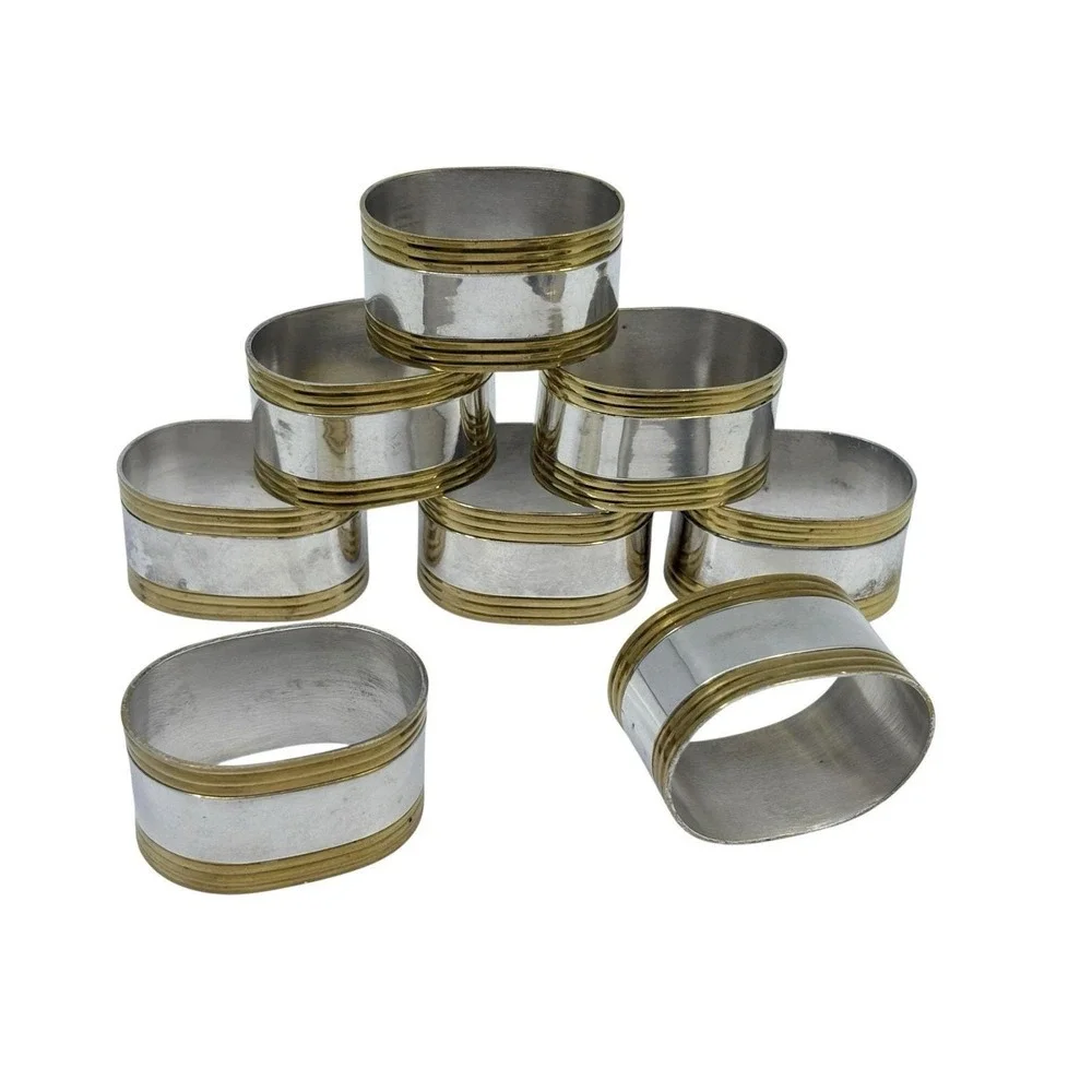Napkin Rings Gold & Silver colored napkin rings modern set of 8‎